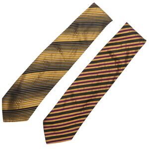 2 Longchamp 100% Silk Striped Neck Tie